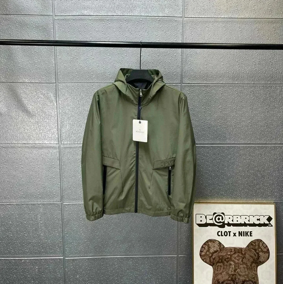 Moncler Olive Green Hooded Windbreaker Jacket