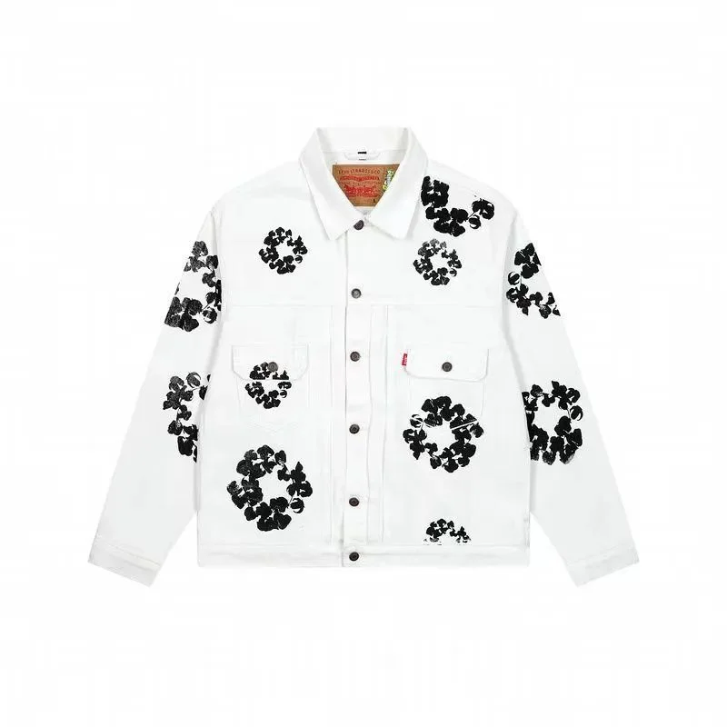 Levi's 501 White with Black Floral Print Trucker Jacket
