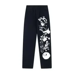 Black Graphic Print Sweatpants