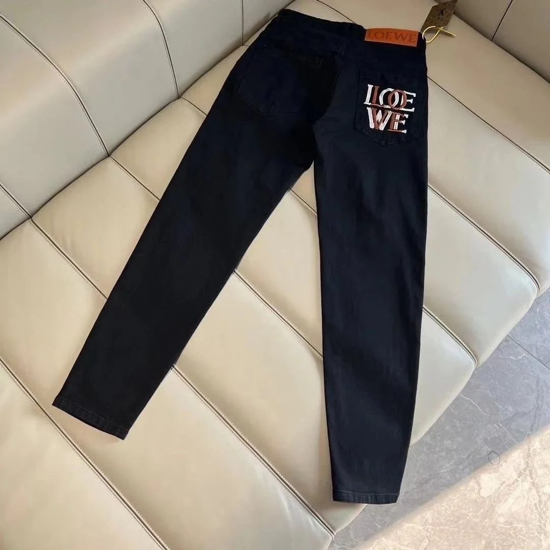 Loewe LOVE Embroidered Black Jeans