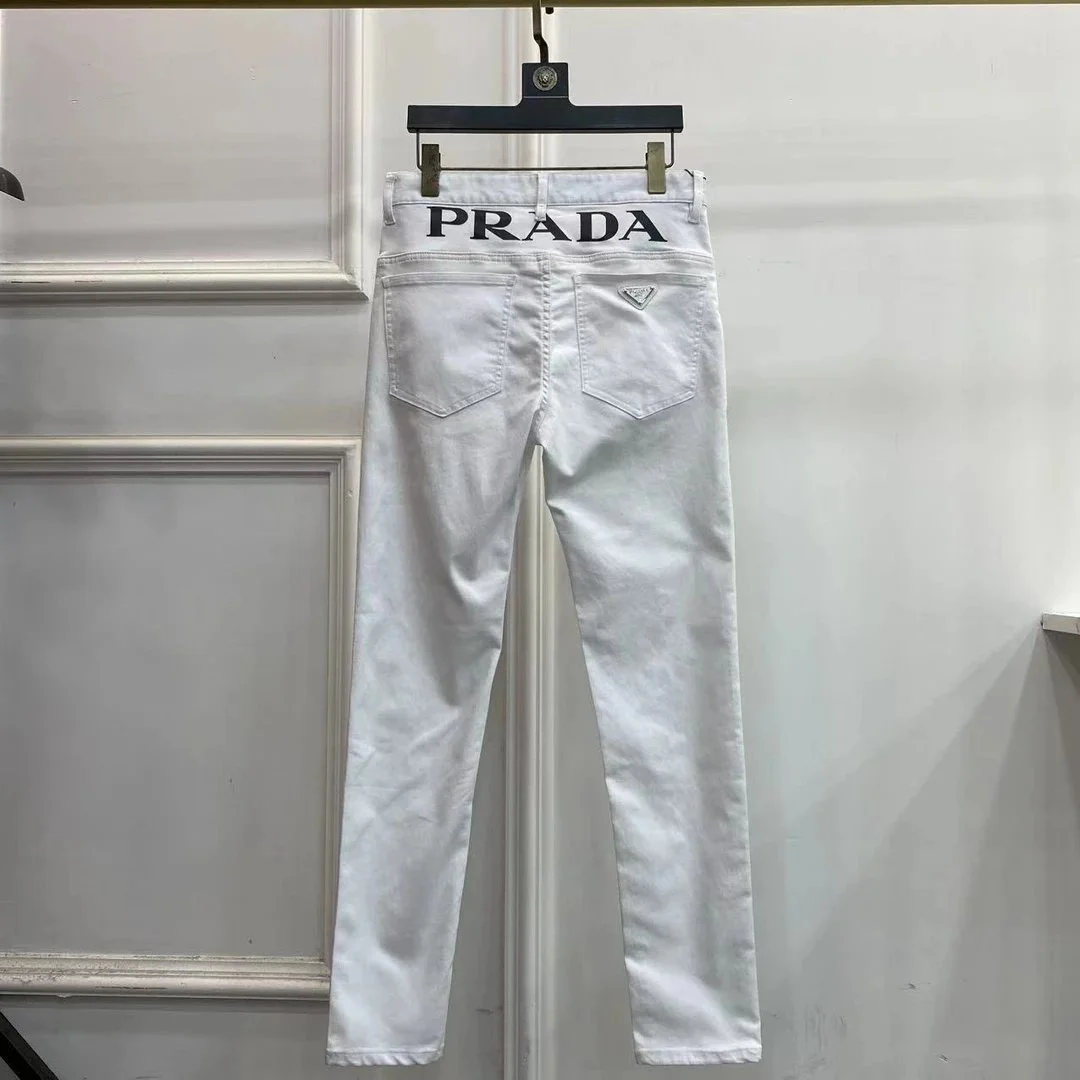 Prada White Lace-Up Jeans