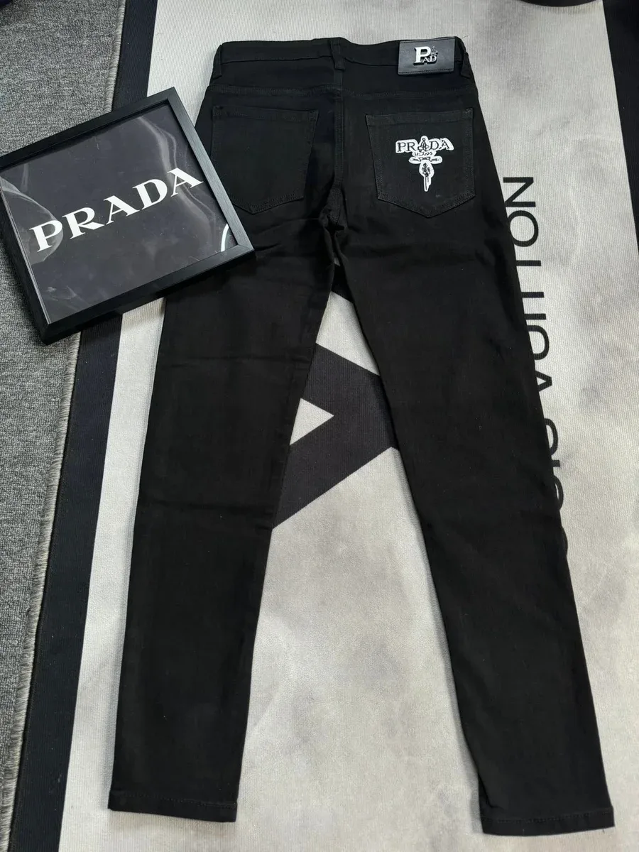 Prada Black Jeans with Embroidered Pocket Detail