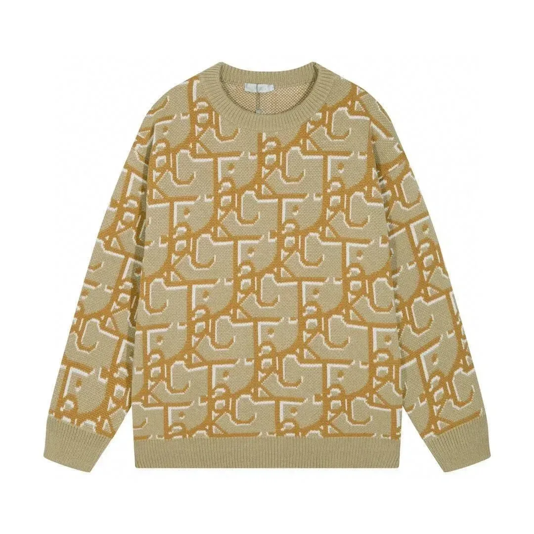 Dior Classic Logo Sweater Beige Knit Top