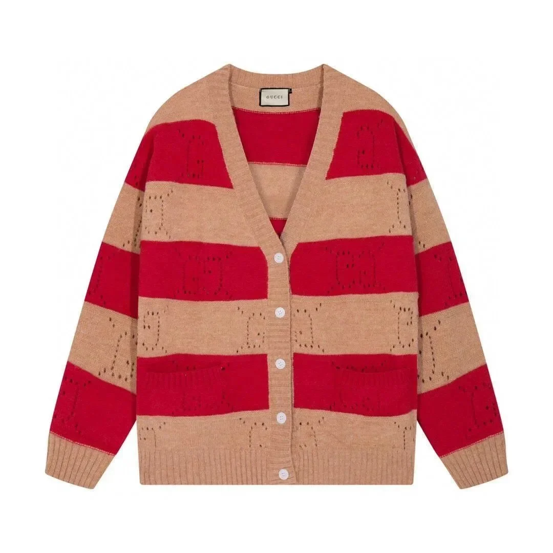 Gucci Striped Cardigan Red & Beige Sweater