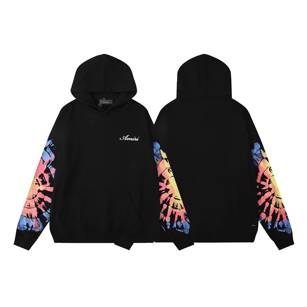 Amiri Tie-Dye Sleeve Black Hoodie
