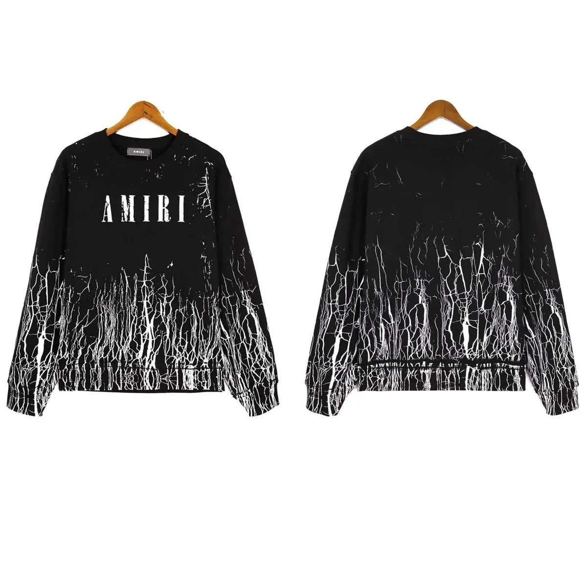 Amiri Black Crackle Print Sweatshirt