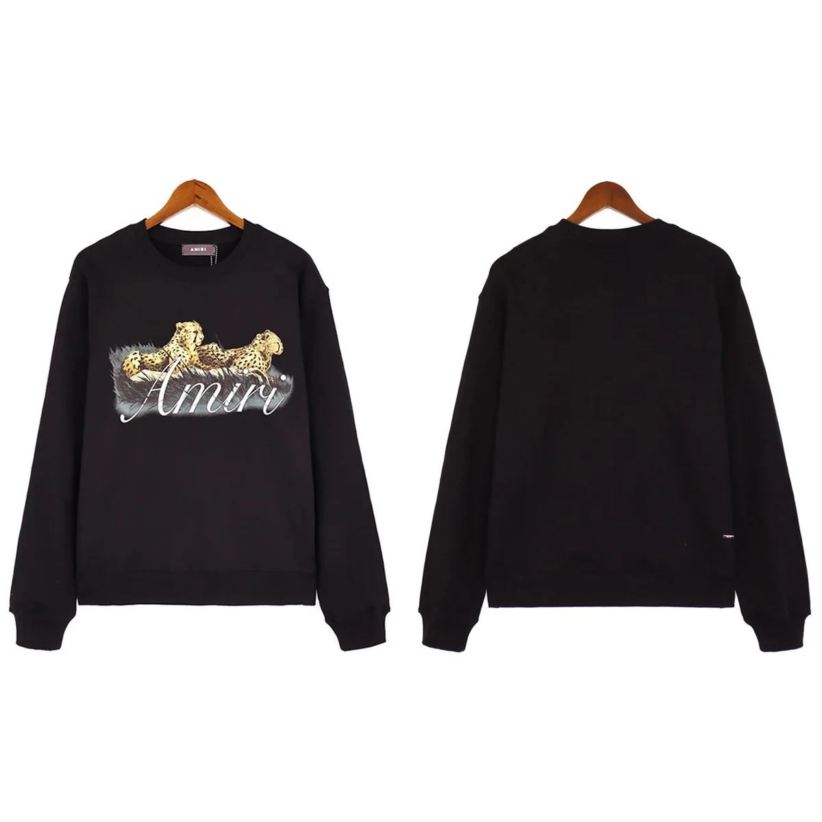 Amiri Black Cheetah Print Crewneck Sweatshirt