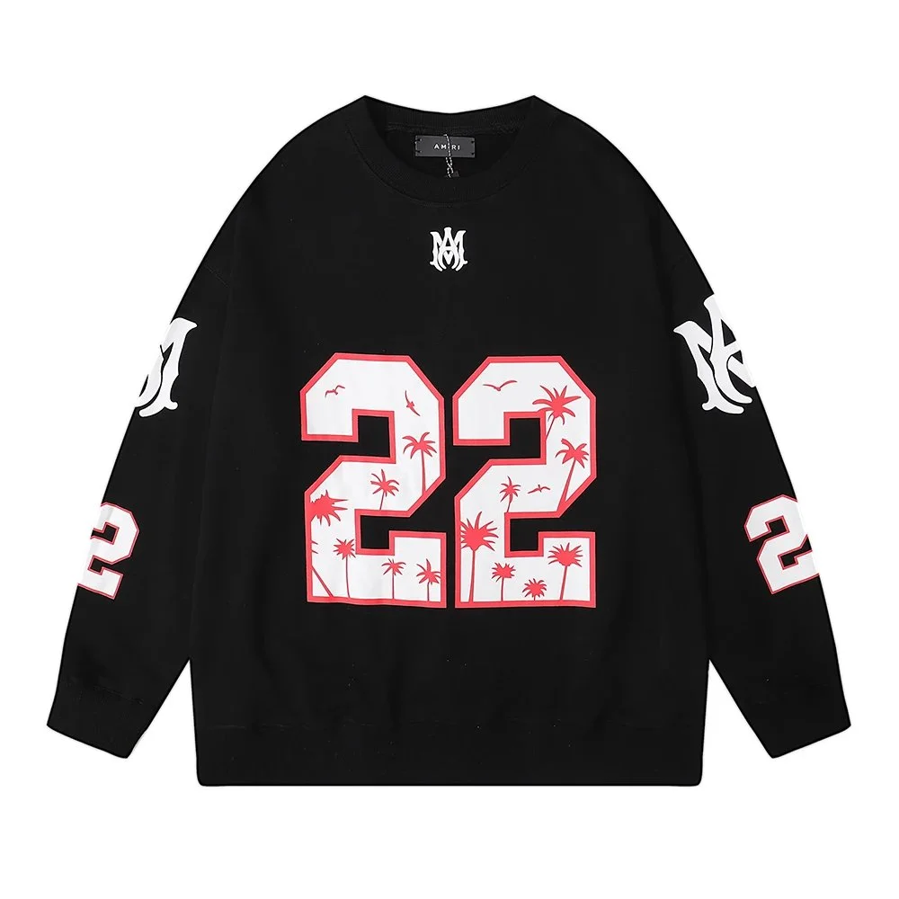 Amiri 22 Palm Trees Black Oversized Sweatshirt