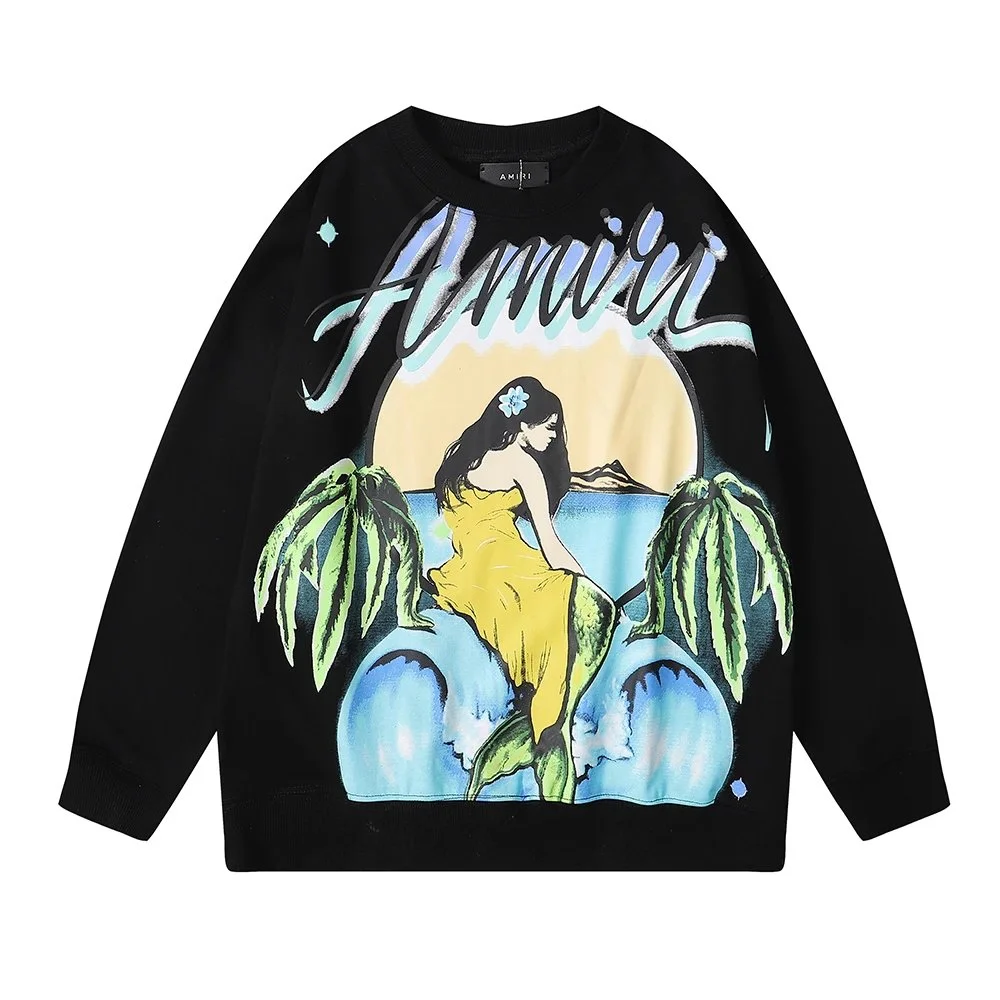 Amiri Mermaid Print Black Hoodie