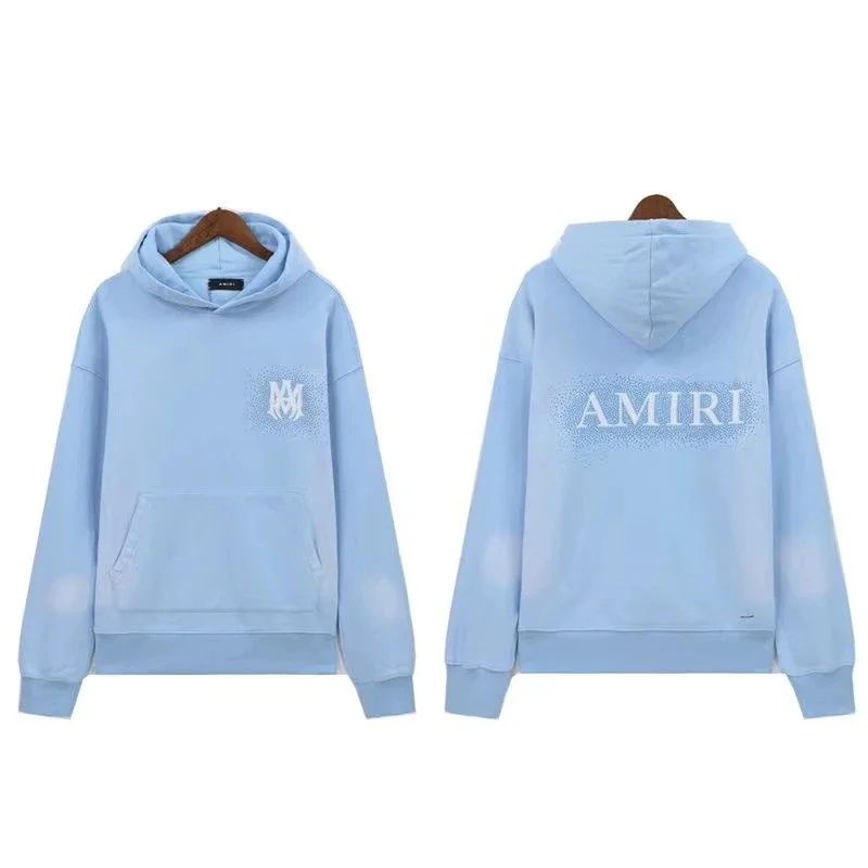 Amiri Light Blue Hoodie with AMIRI Logo