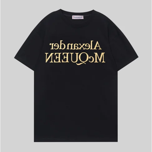 Alexander McQueen Gold Logo Black T-Shirt