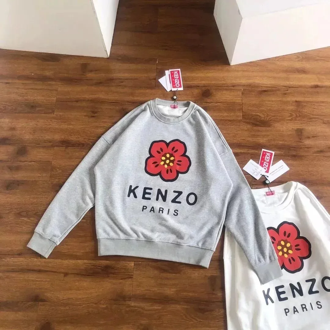 Kenzo H4-Light Grey Flower Print Sweatshirt