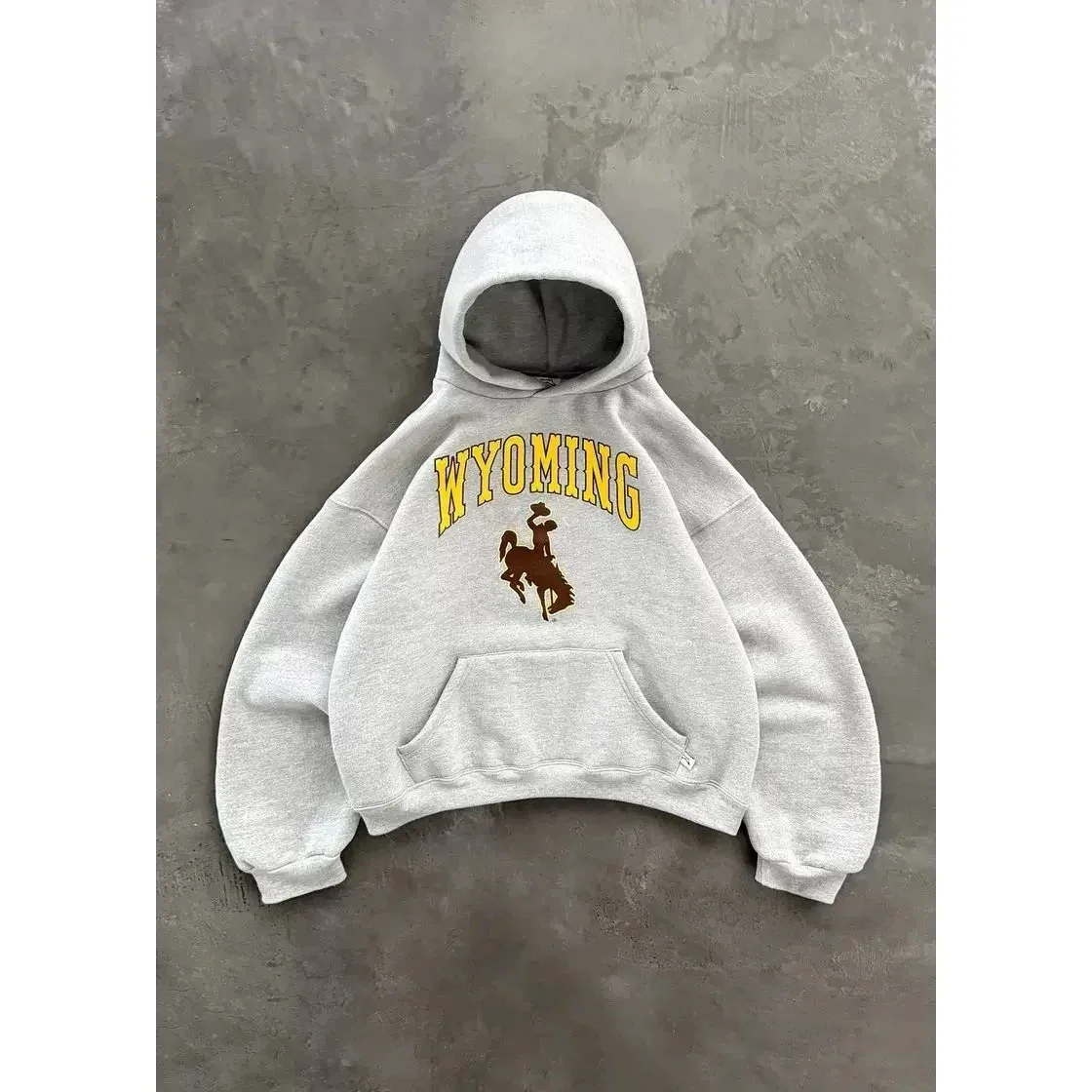Wyoming Hoodie Grey with Yellow & Brown Graphic
