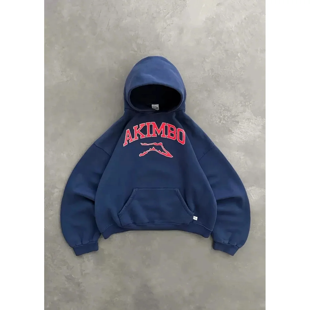 Navy AKIMBO Hoodie with Red Logo
