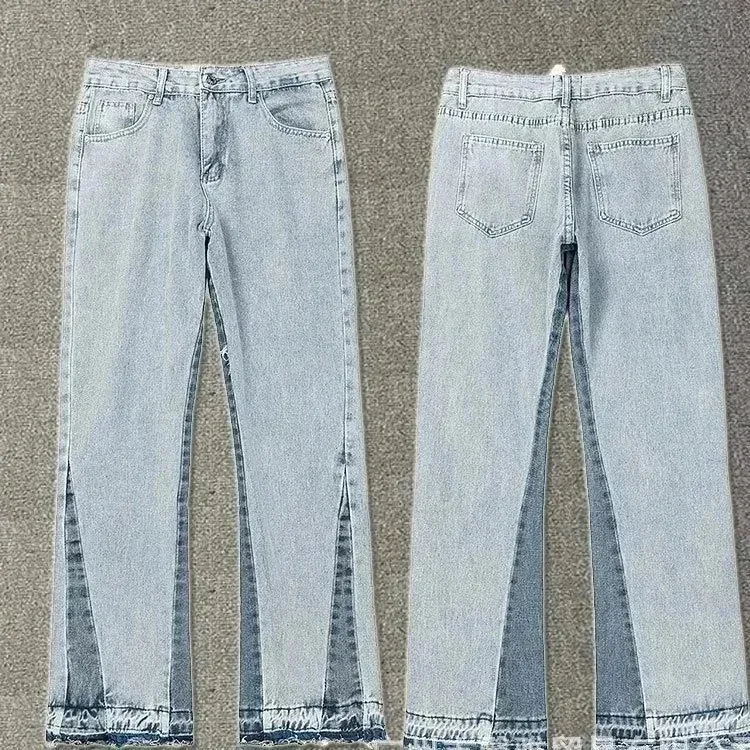Light Wash Denim Jeans with Split Hem