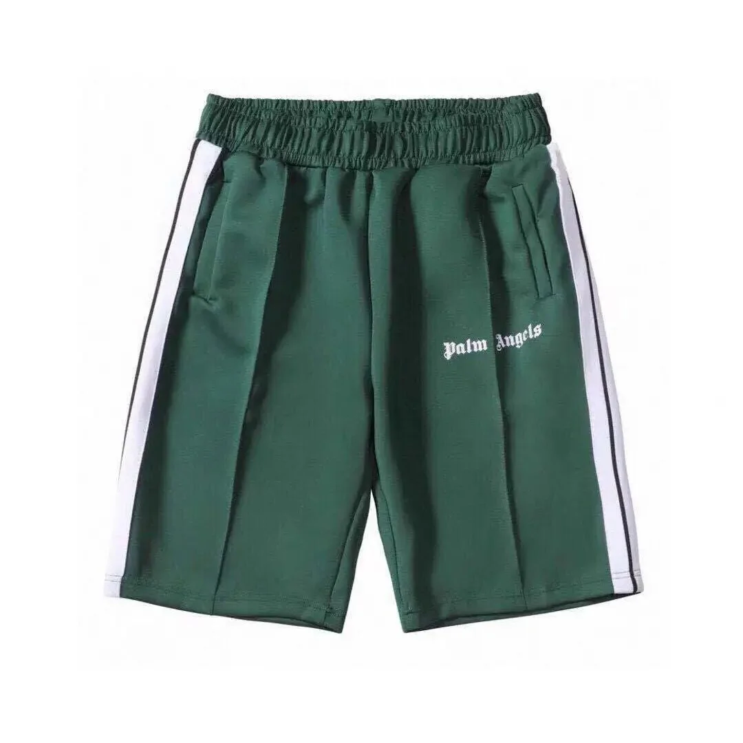 Palm Angels Track Green & White Shorts