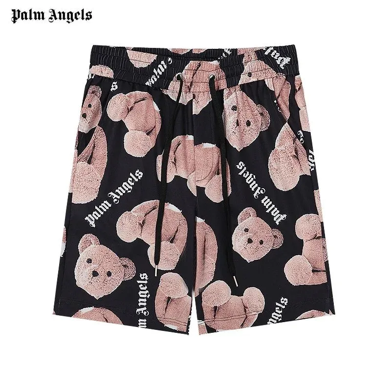 Palm Angels Bear Printed Shorts Black/Pink
