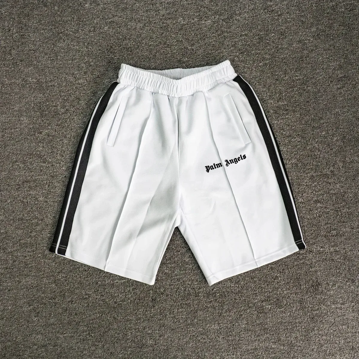 Palm Angels Track White with Black Stripes Shorts