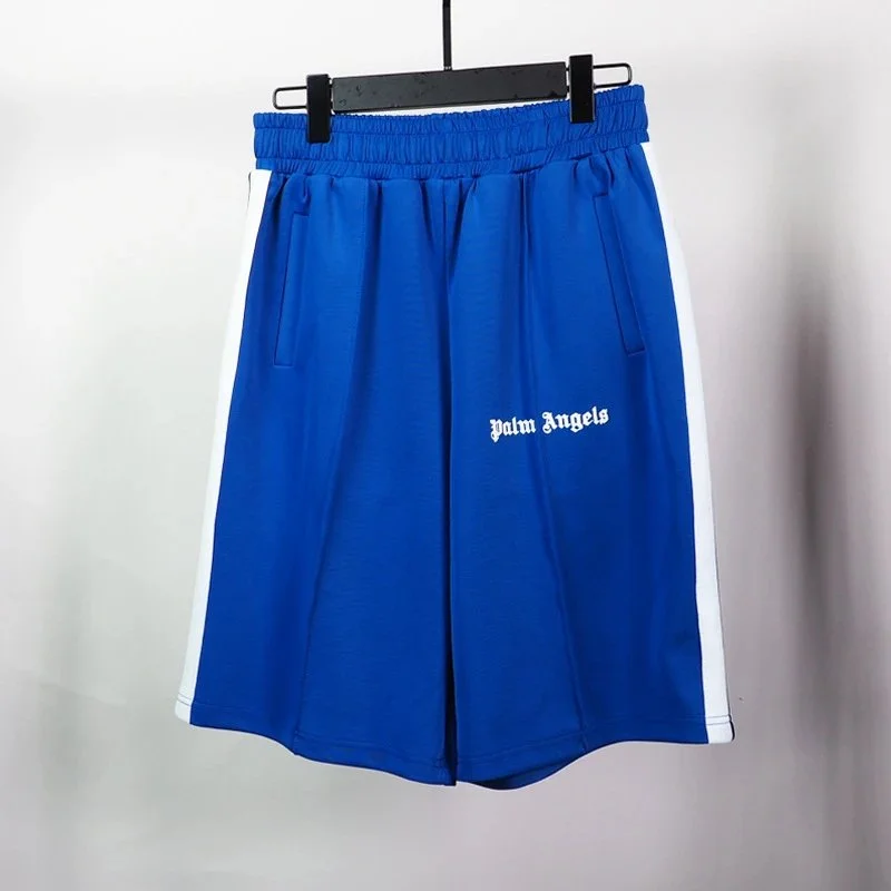 Palm Angels Palm Angels Track Blue & White Shorts Blue - 1