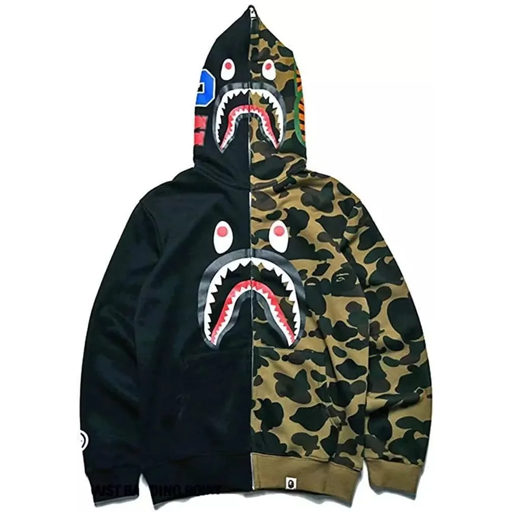 A Bathing Ape BAPE STA 18 Black Green Camo Hoodie