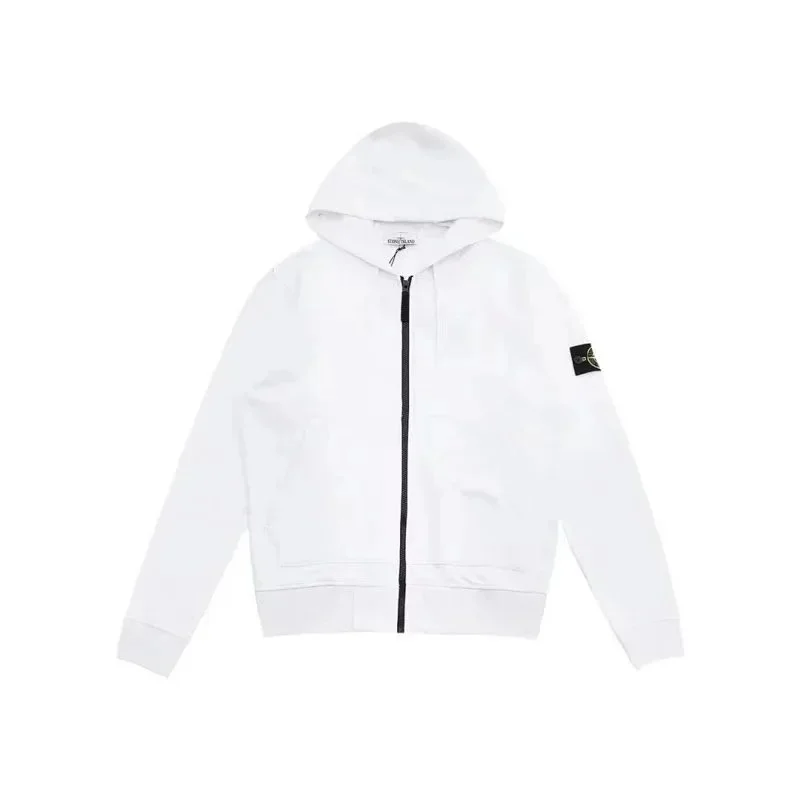Stone Island 68-15 White Hoodie with Zipper