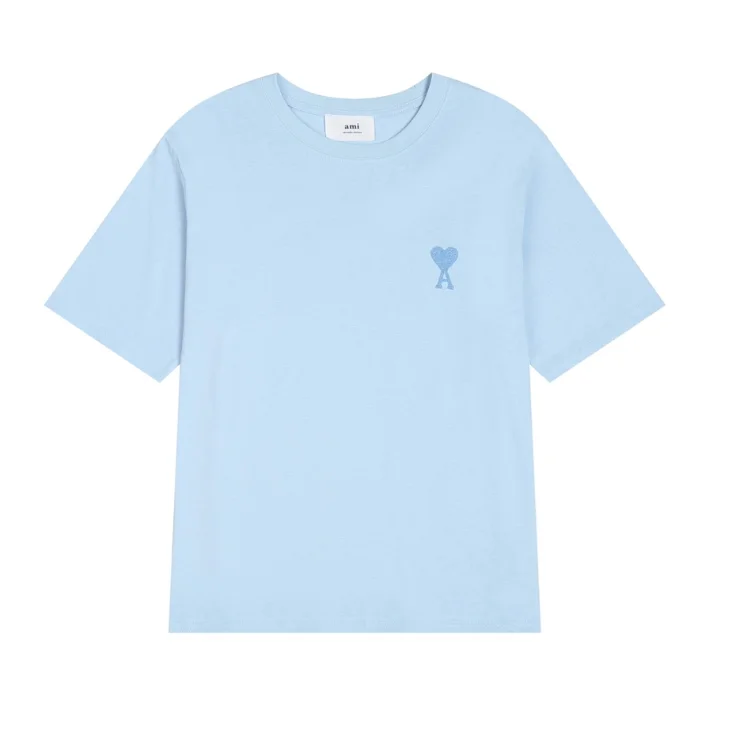 AMI Light Blue Heart Logo T-Shirt
