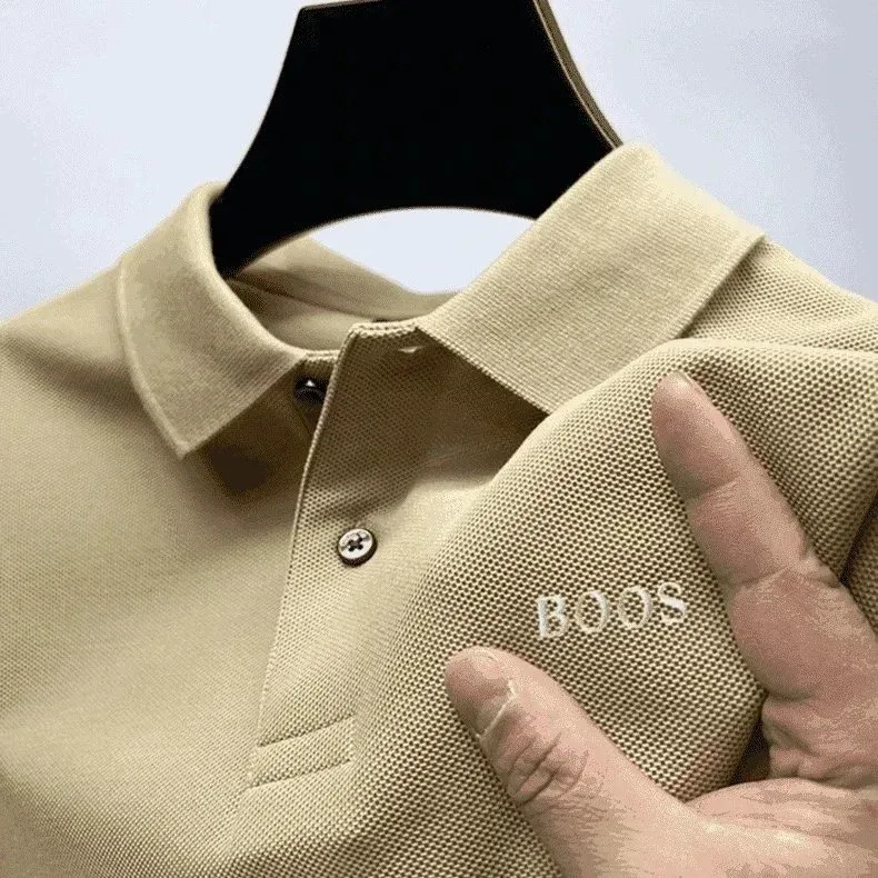 BOOS Beige Polo Shirt with Embroidered Logo