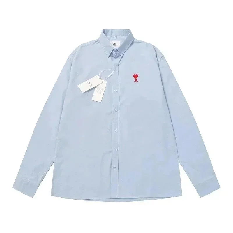 Ami Paris Blue AMI Heart Long Sleeve Shirt