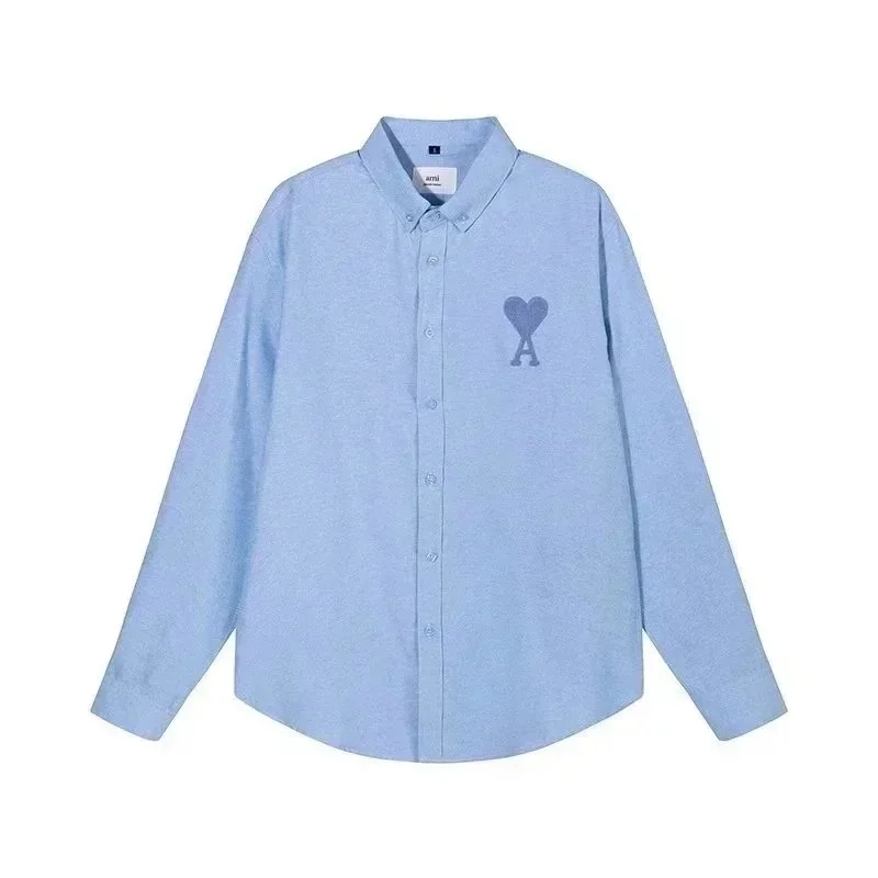 Amiri Blue AM Heart Logo Long Sleeve Shirt