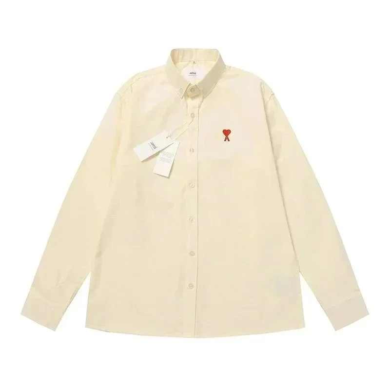 Ami Paris Ami de Coeur Yellow Long Sleeve Shirt