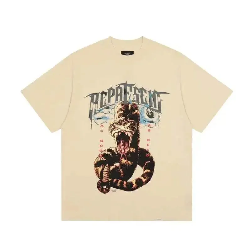 Represent As Good as Dead Snake T-Shirt Beige T-Shirts