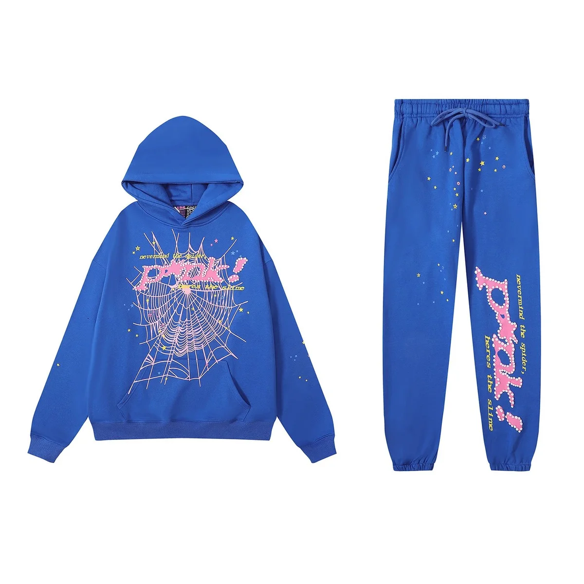 Blue Spider Web Print Tracksuit Set