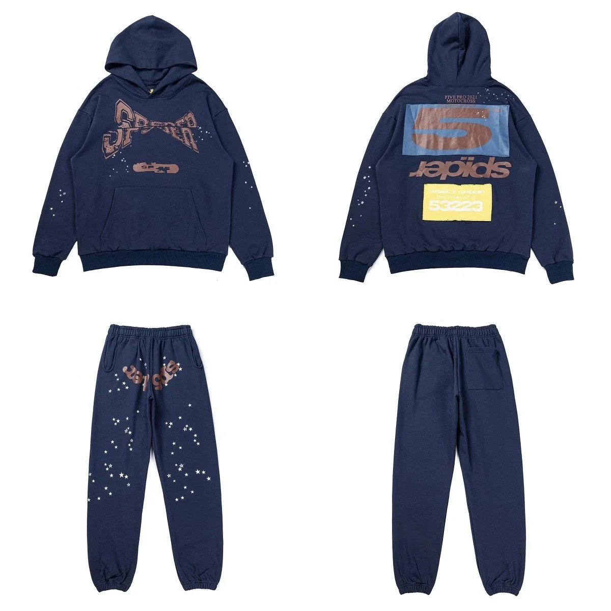 Palm Angels Spider Navy Blue Tracksuit Set