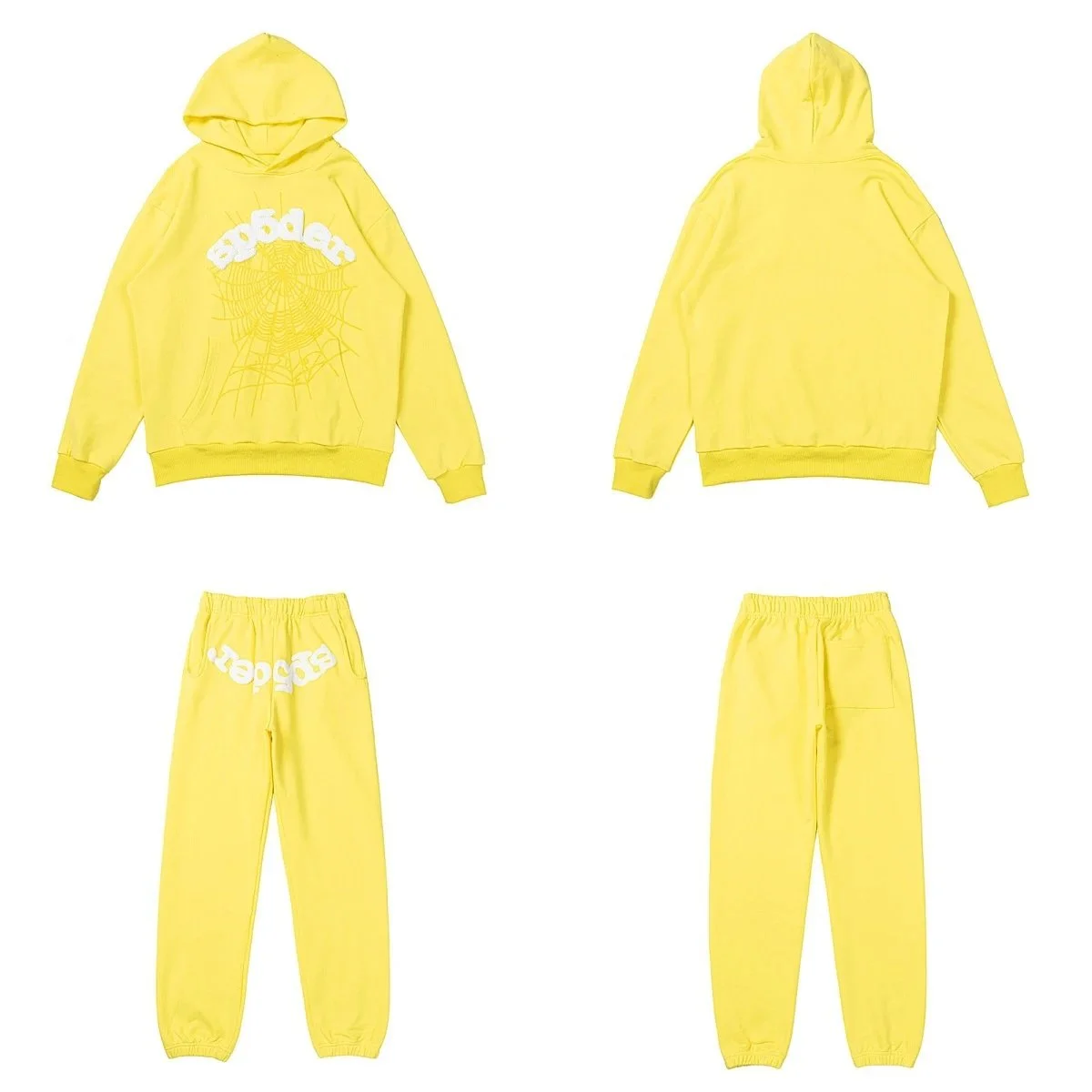 Unisex Yellow '17' Tracksuit Set with Spider Web Print
