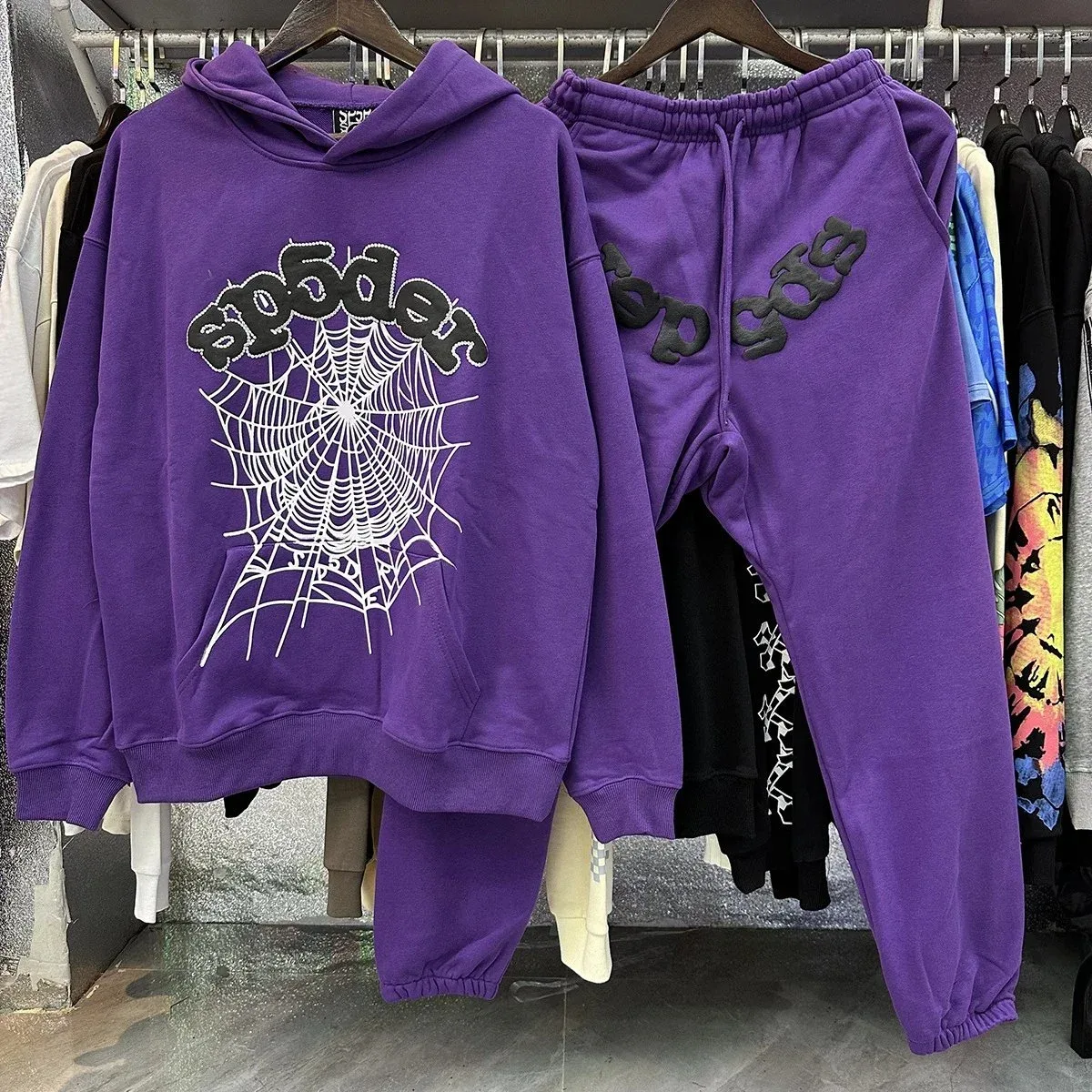 Purple Spider Web Tracksuit Set
