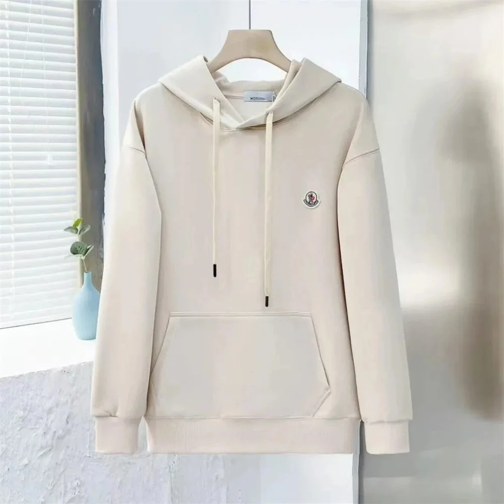 Moncler Beige Hoodie with Embroidered Logo