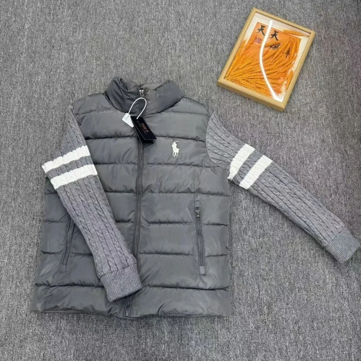 Ralph Lauren Grey Knit Sleeve Puffer Vest