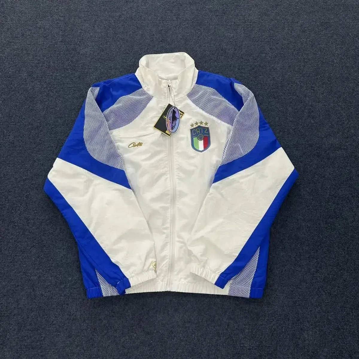 White and Blue Craft Track Jacket