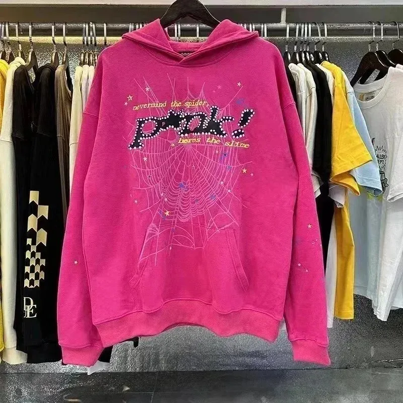 Hot Pink Spider Web Graphic Hoodie
