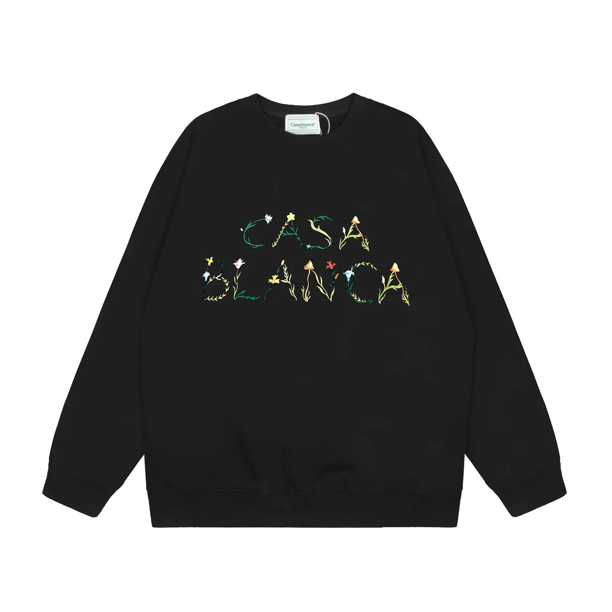 Casa Blanca Floral Embroidered Black Sweatshirt