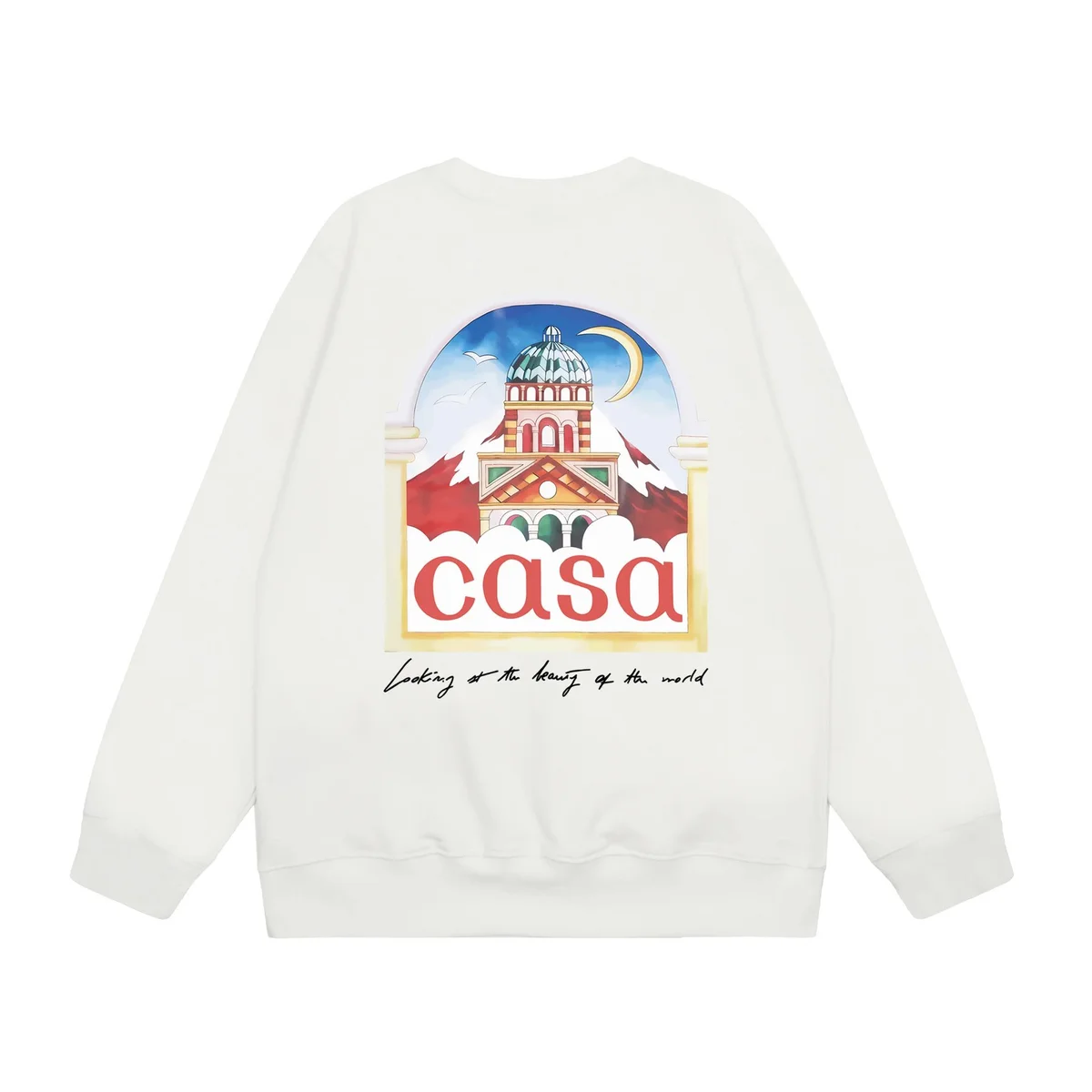 Casa Art Print Sweatshirt White Casual Top