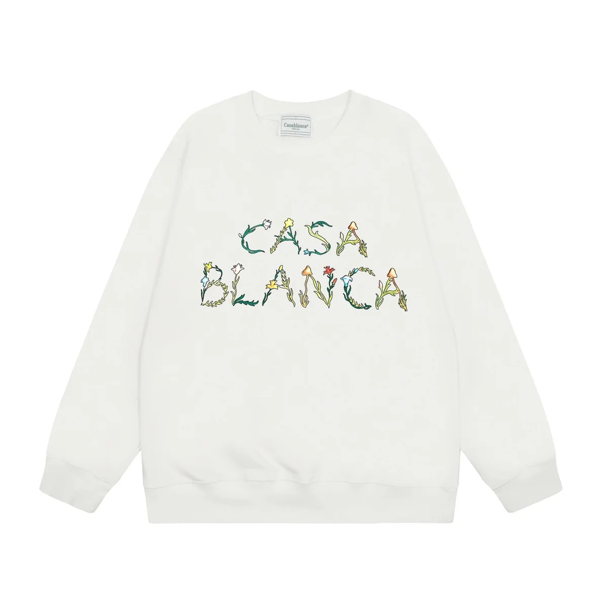 Casa Blanca Floral Print Crewneck Sweatshirt White