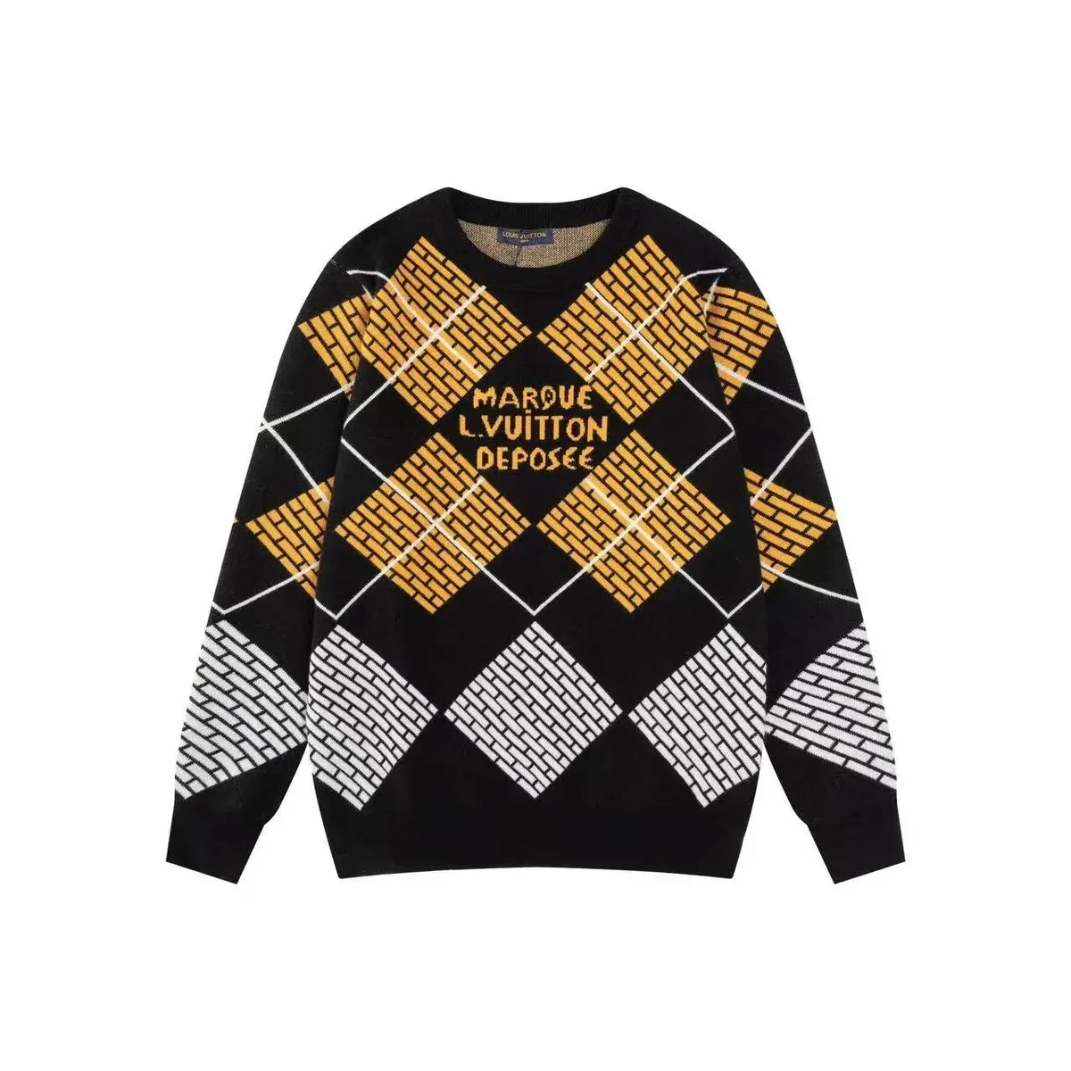 Louis Vuitton Argyle Pattern Sweater Black & Yellow