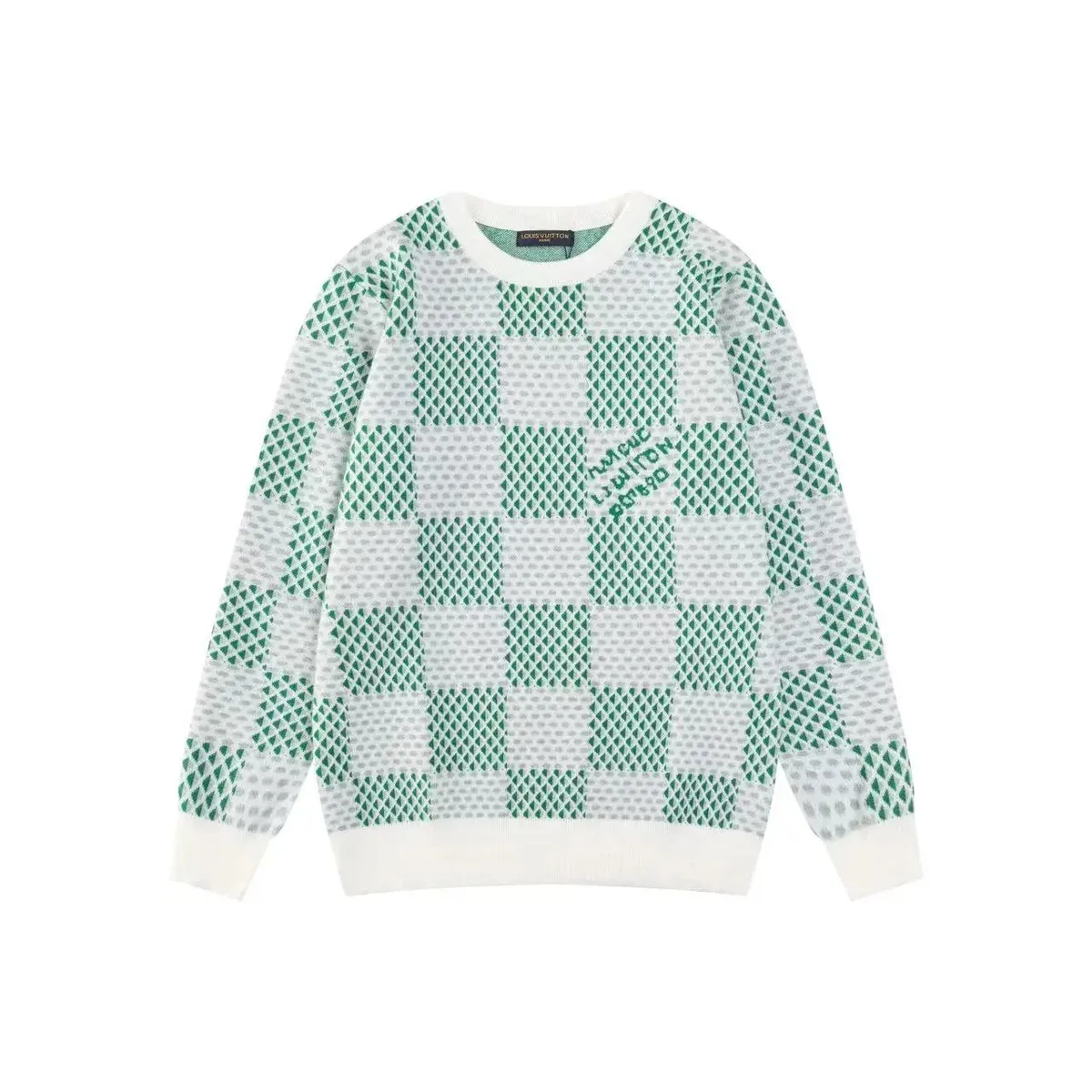 Louis Vuitton Tabi Green & White Checkered Knit Sweater