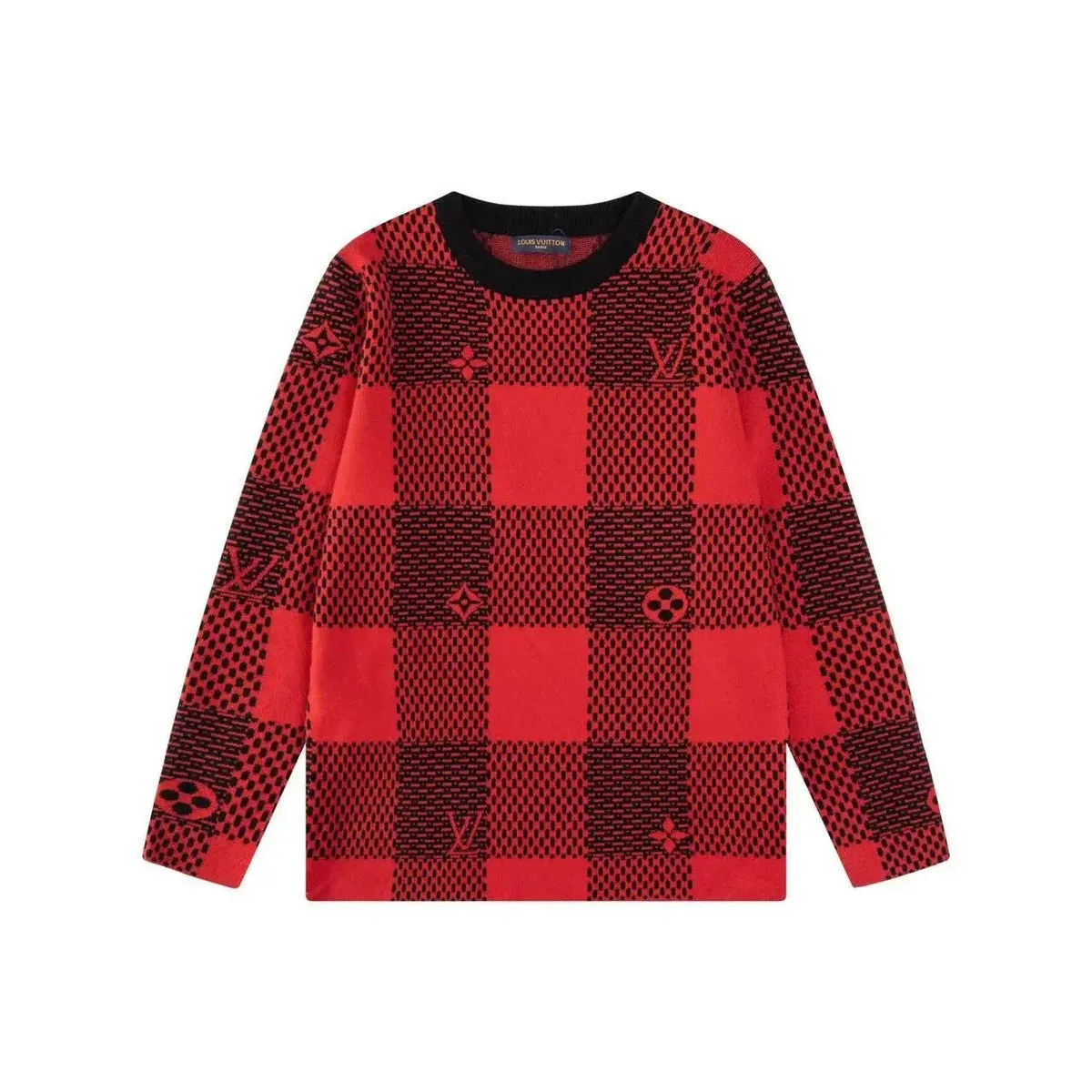 Louis Vuitton Checkered Pattern Sweater Red