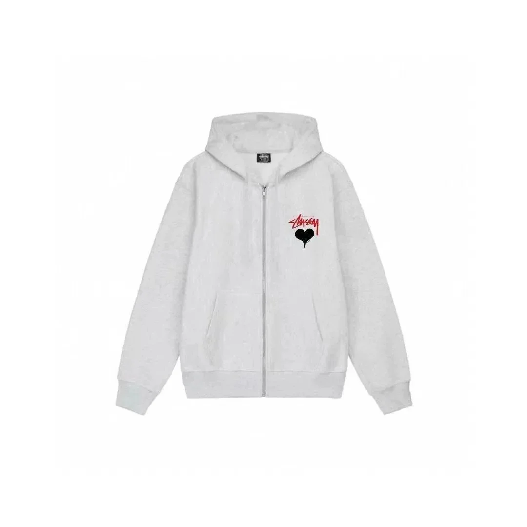 Stussy Stüssy Heart Zip-Up Hoodie Grey Casual