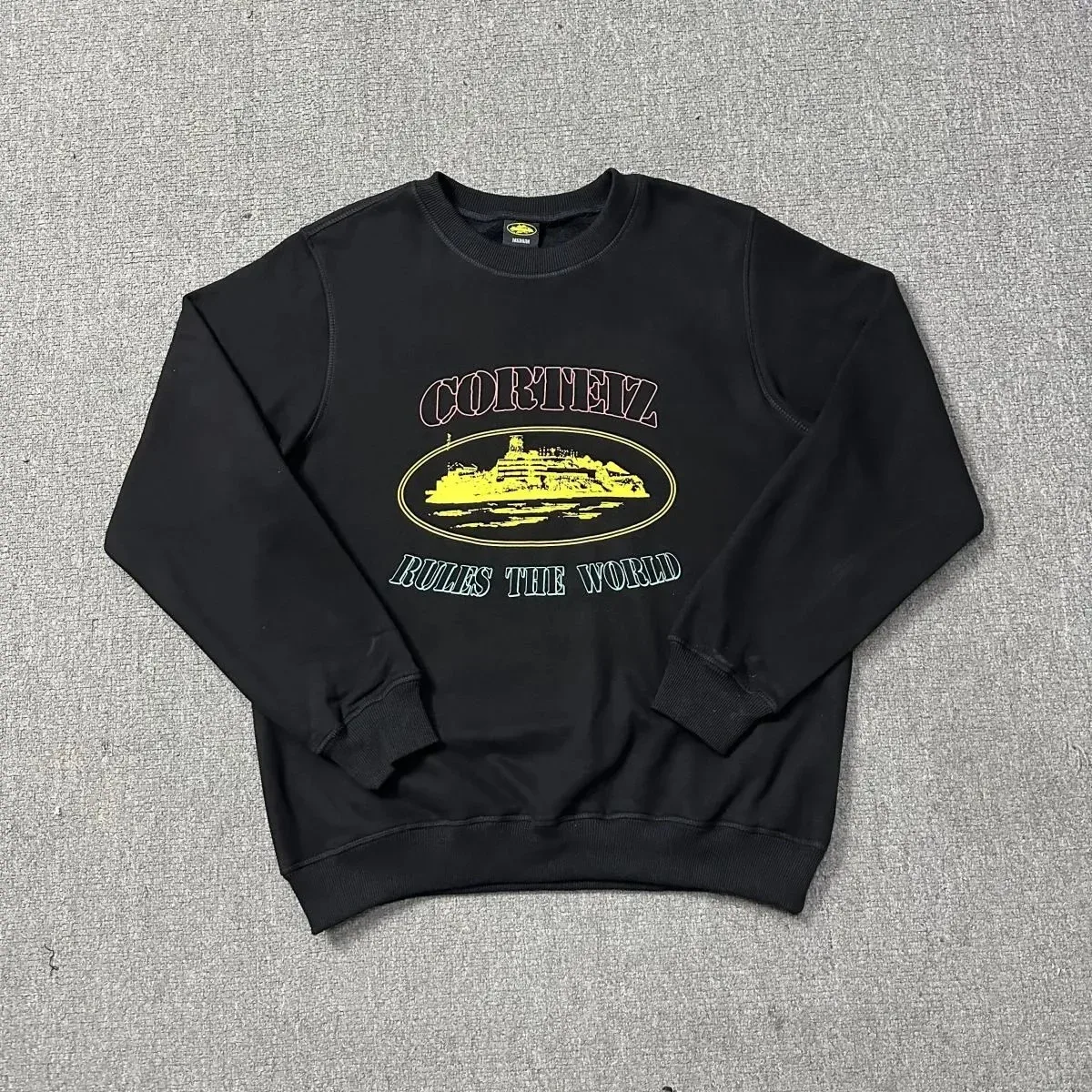 Corteiz Rules the World Black Crewneck Sweatshirt