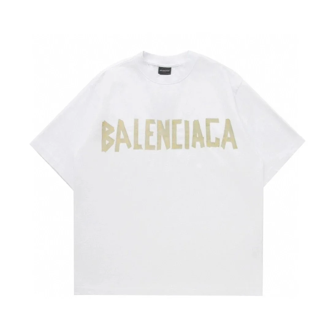 Balenciaga White Gold BA Logo T-Shirt