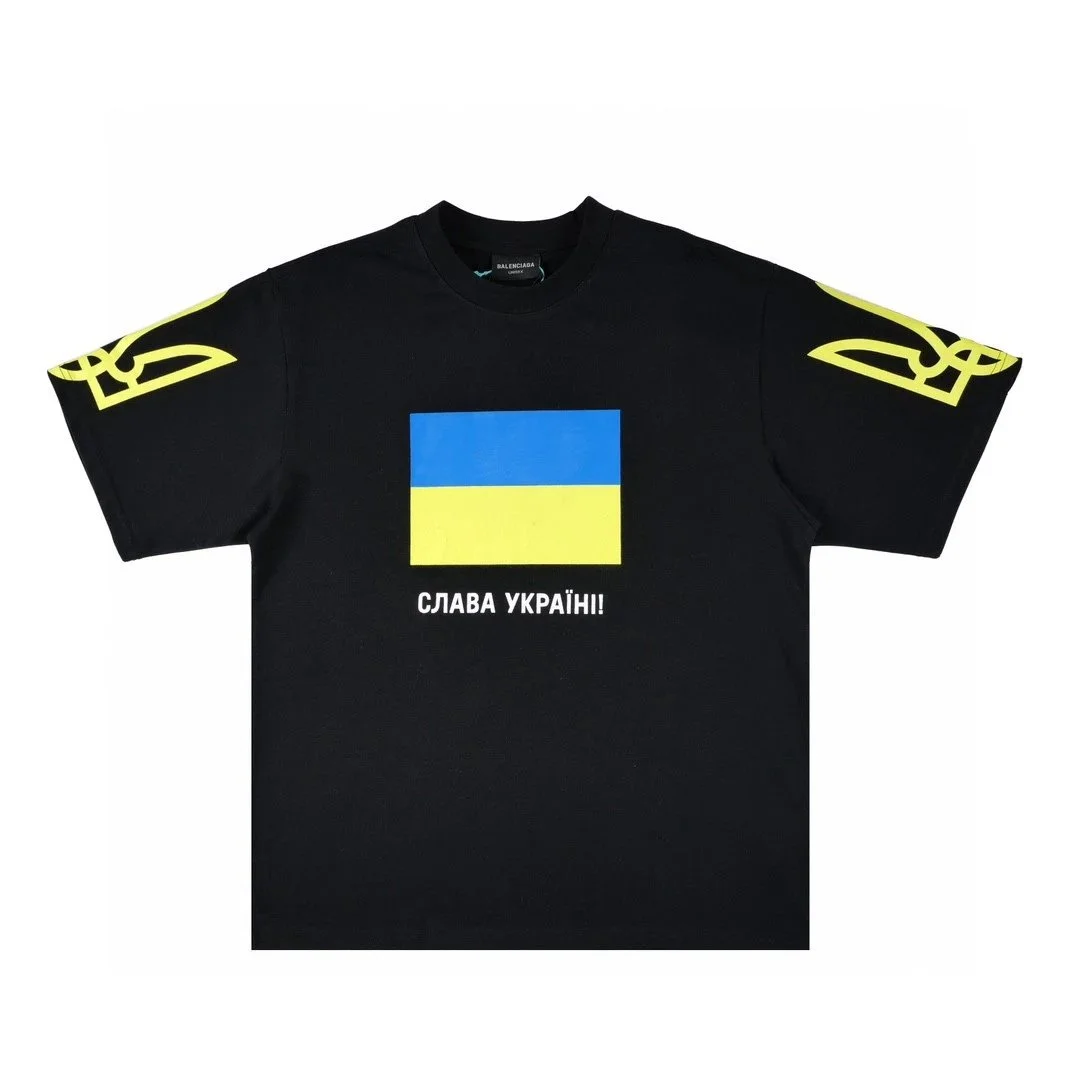 Balenciaga Black Ukraine Flag T-Shirt
