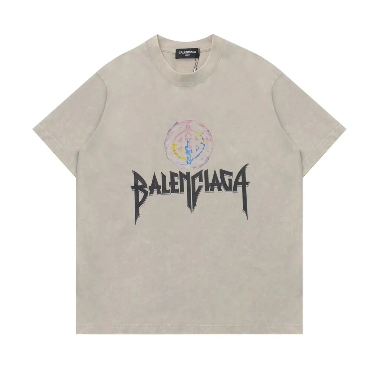 Balenciaga Acid Wash T-Shirt Beige